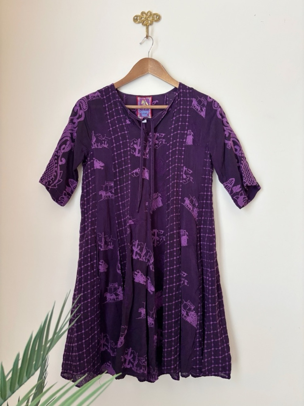Johnny Was Purple Cactus Print Tunic Dress XXS Western Cowgirl